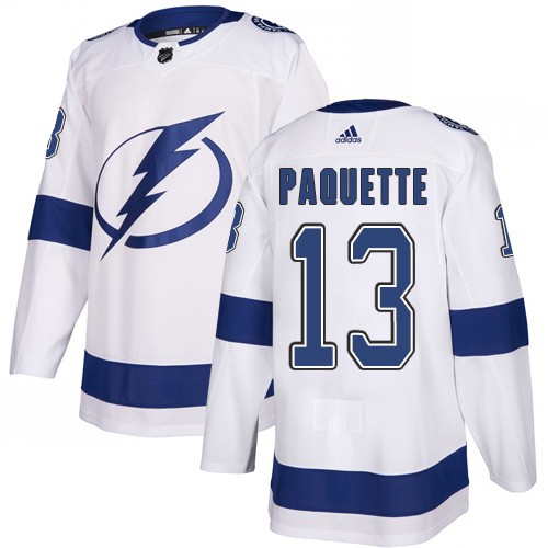 Adidas Tampa Bay Lightning Men #13 Cedric Paquette White Road Authentic Stitched NHL Jersey->tampa bay lightning->NHL Jersey